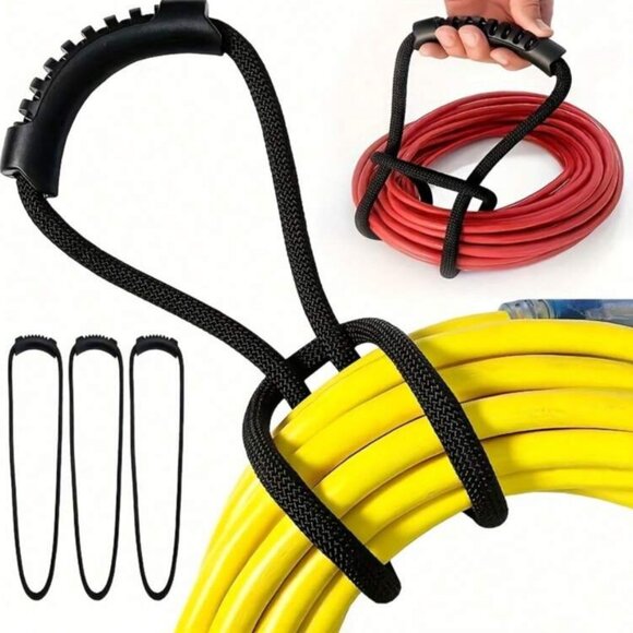 NEW 22" BLACK EASY CARRY WRAP IT STORAGE STRAPS FOR EXTENSION CORDS HOOK & LOOP - Picture 2 of 4